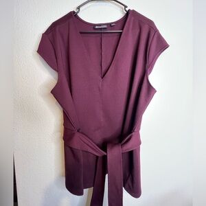 7th Avenue NY & Company Women's Burgundy Top with Belt
